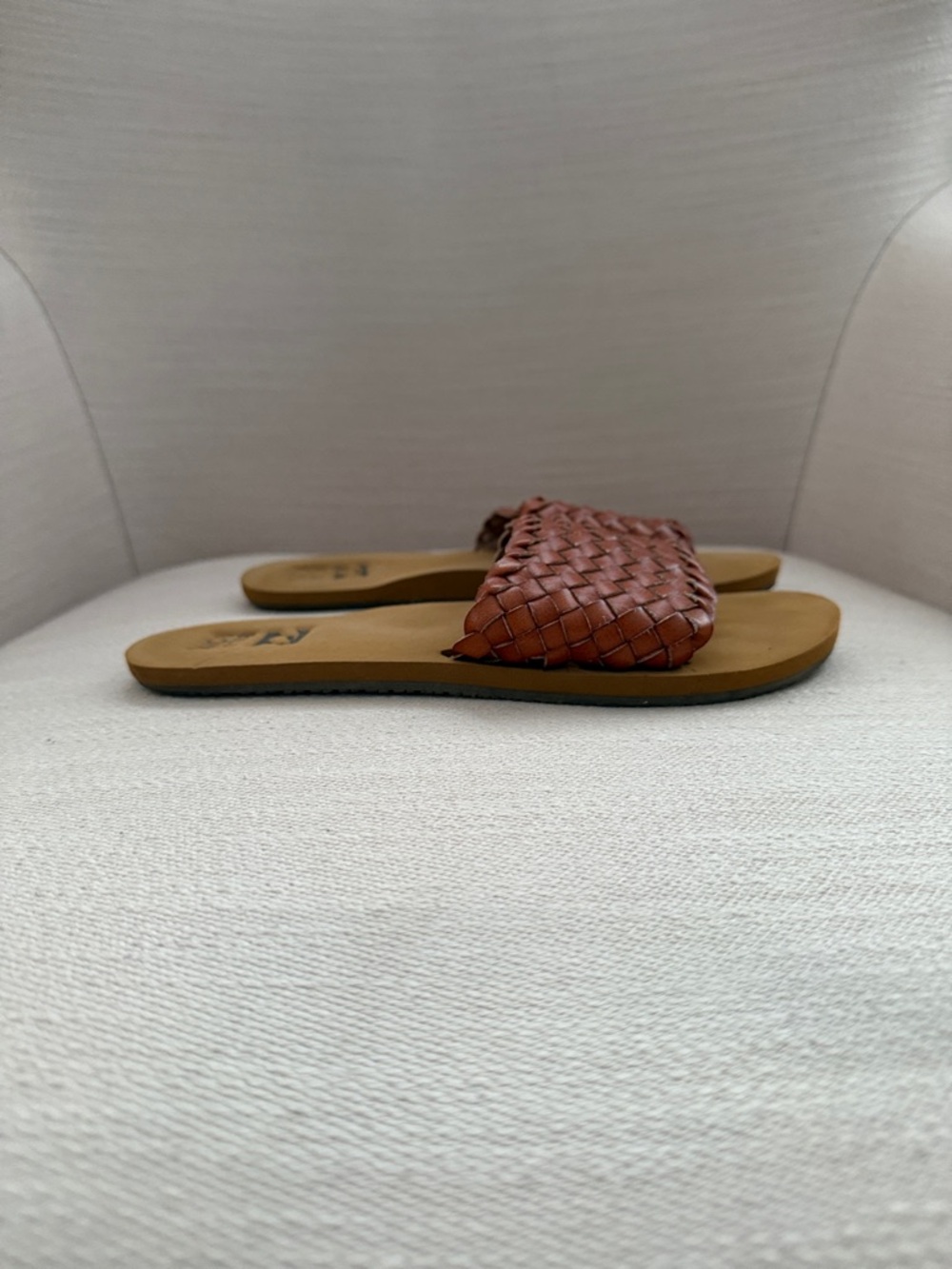 Billabong Woven Slide Sandals in Tan and Cognac